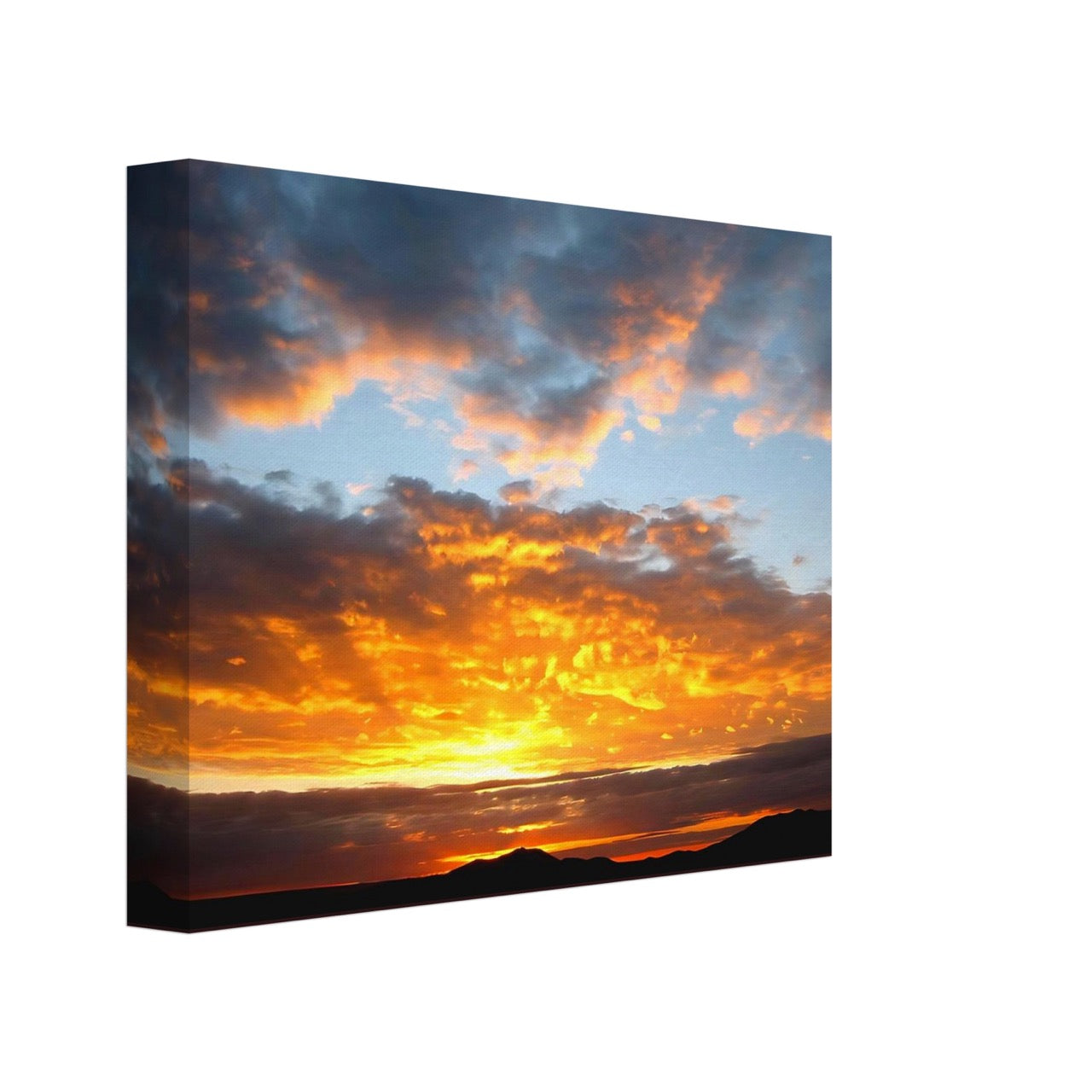 Canvas print of a sunset with orange, blue and purple colours.