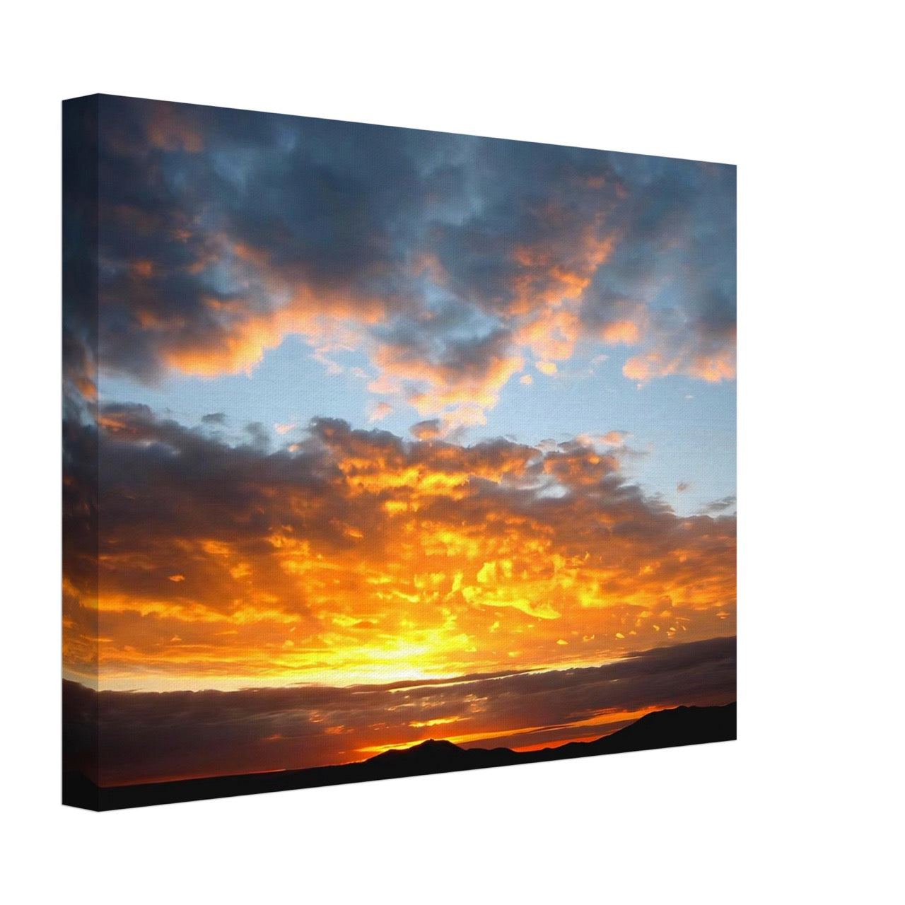Canvas print of a sunset with orange, blue and purple colours.