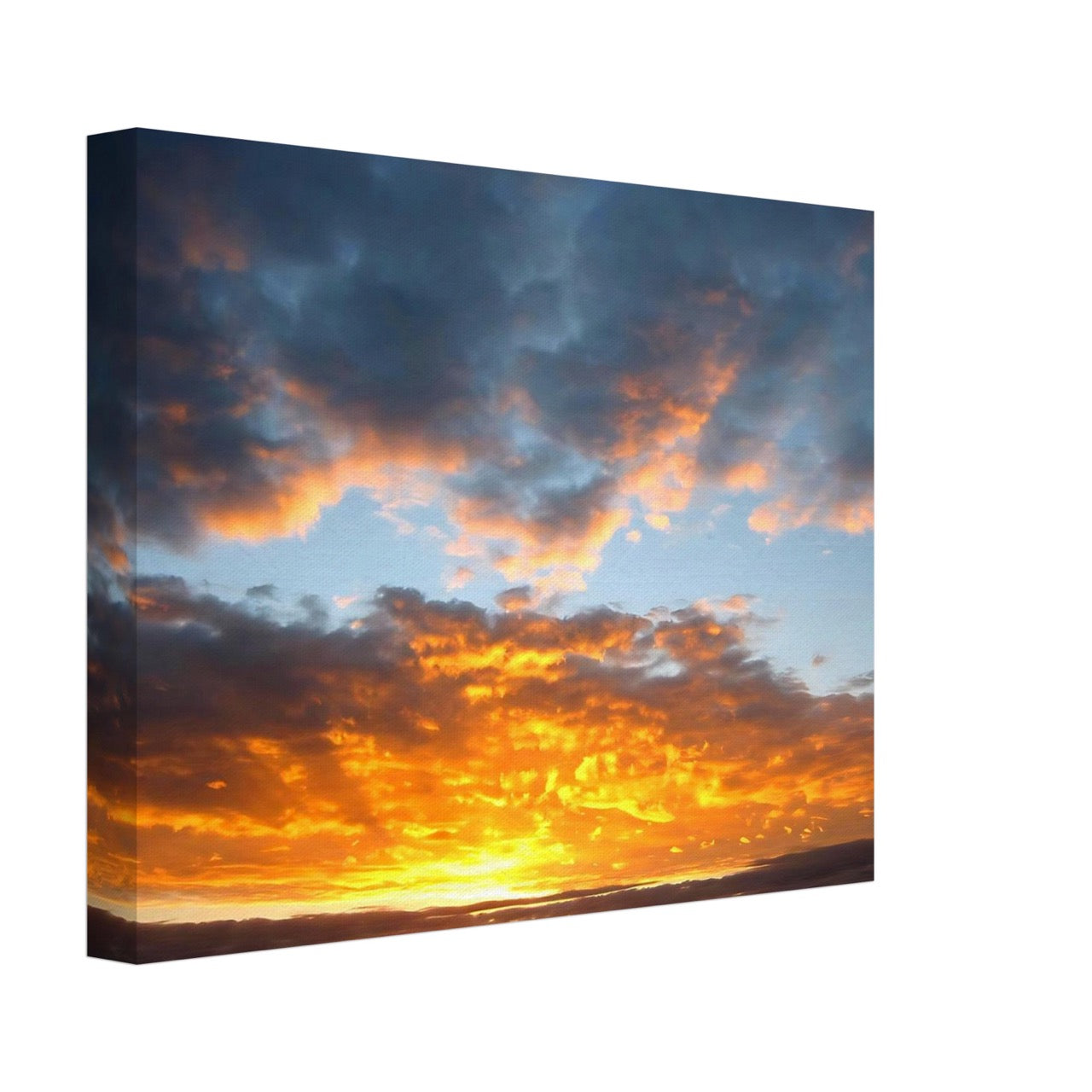 Canvas print of a sunset with orange, blue and purple colours.