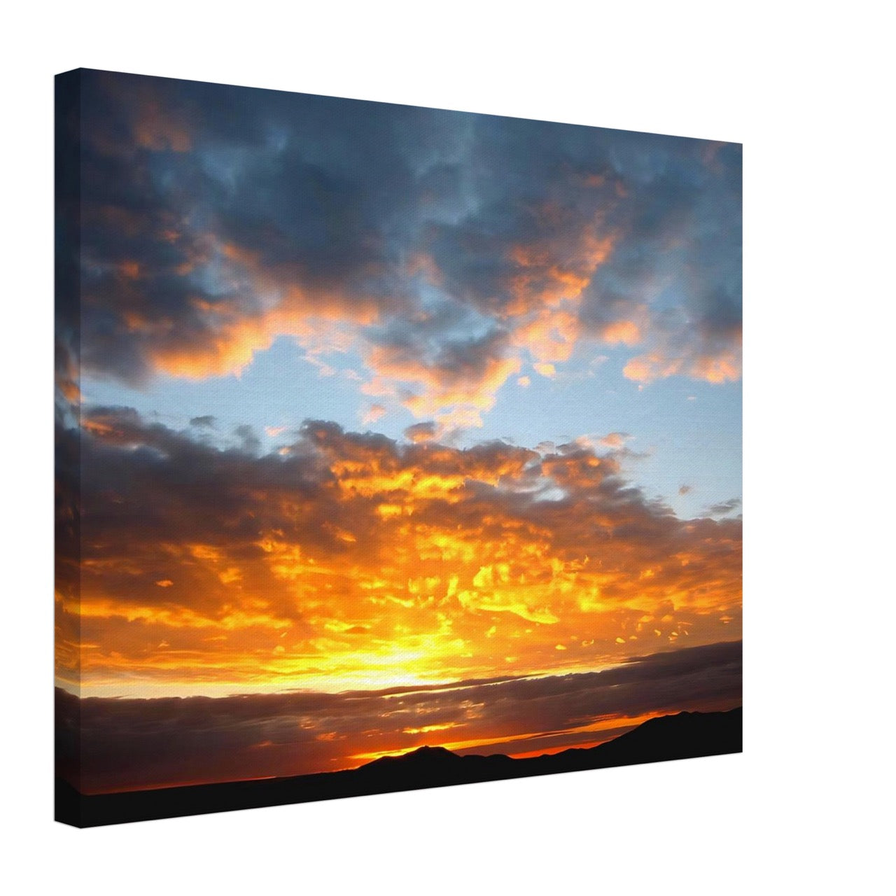 Canvas print of a sunset with orange, blue and purple colours.