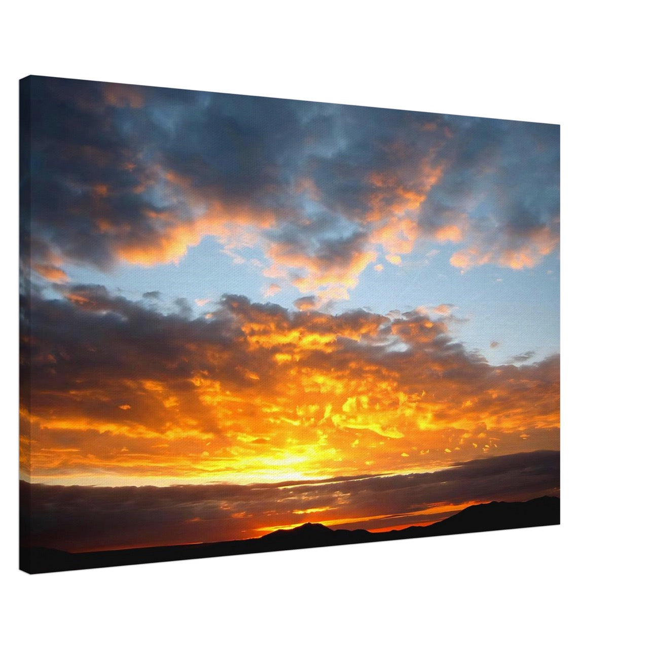 Canvas print of a sunset with orange, blue and purple colours.