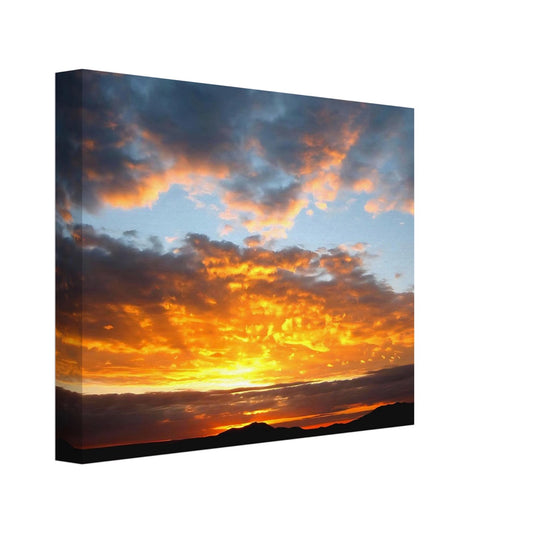 Canvas print of a sunset with orange, blue and purple colours.